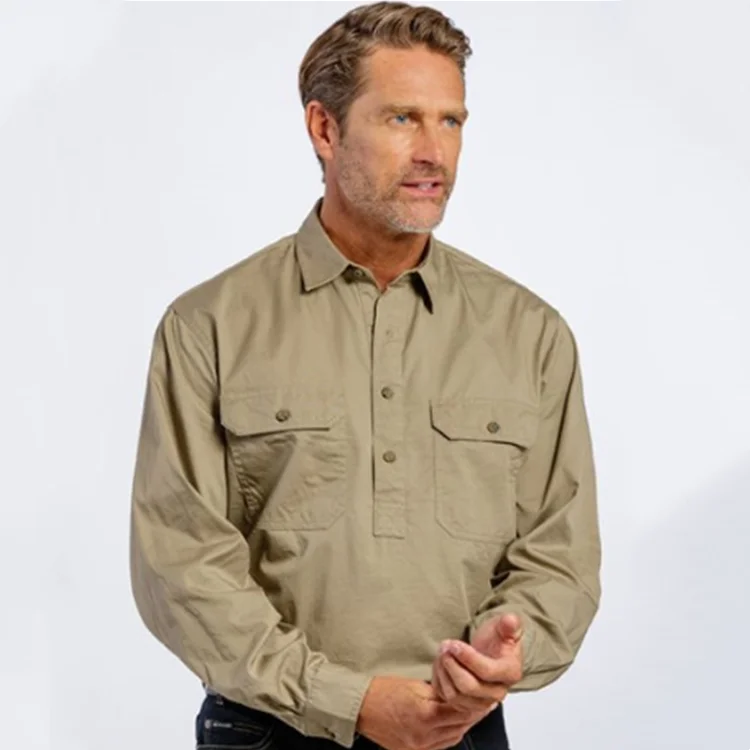 Wholesale Australian Mens Custom Cotton Work Shirt SPF 50+