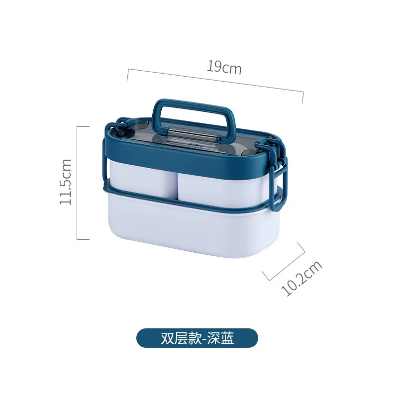 Custom Logo New Product Creative 2 Layers Plastic Lunch Box for School Camping Office Microwaveable Bento Box with Cutlery Set