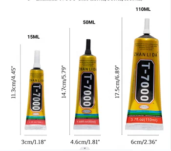 Multifunctional Super Adhesive T7000 110ML Crafts Black Liquid Glue for LCD screen Glass Frame Flower Pot Crystal Fabric DIY