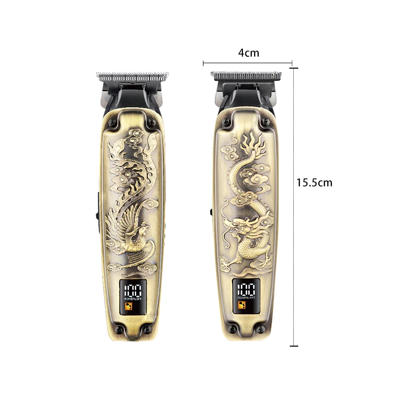 KM1599 Brand Kemei 5W 6500RPM LCD Relief Bronze Body Hair Beard Electrical Professional Shaver 1mm Adaptor  European Trimmer CE