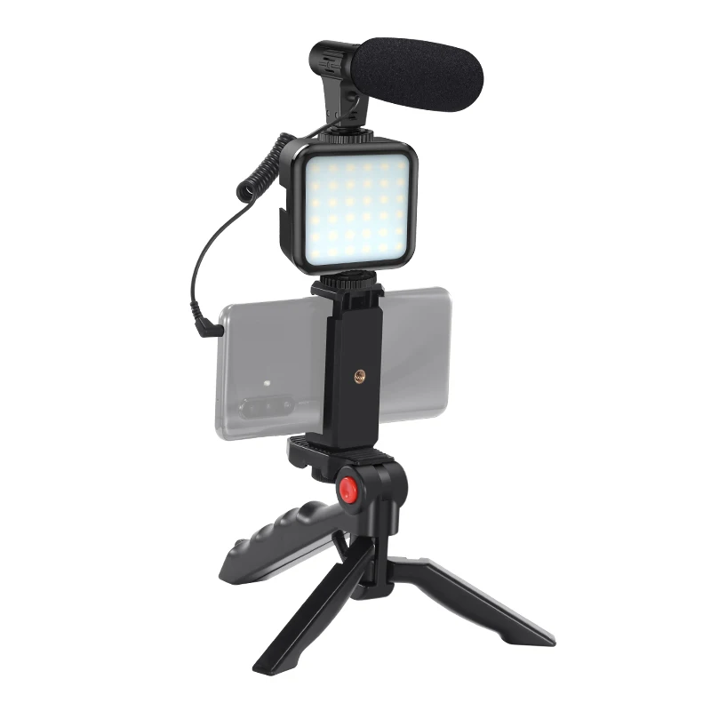 Compact Vlogging Camera LED Light Microphone Tripod Kit