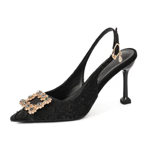 Elegant Women's Black Microfiber Upper 7CM Stiletto Heel Pointed Toe Slip-On Wedding Pumps with Bow Detail