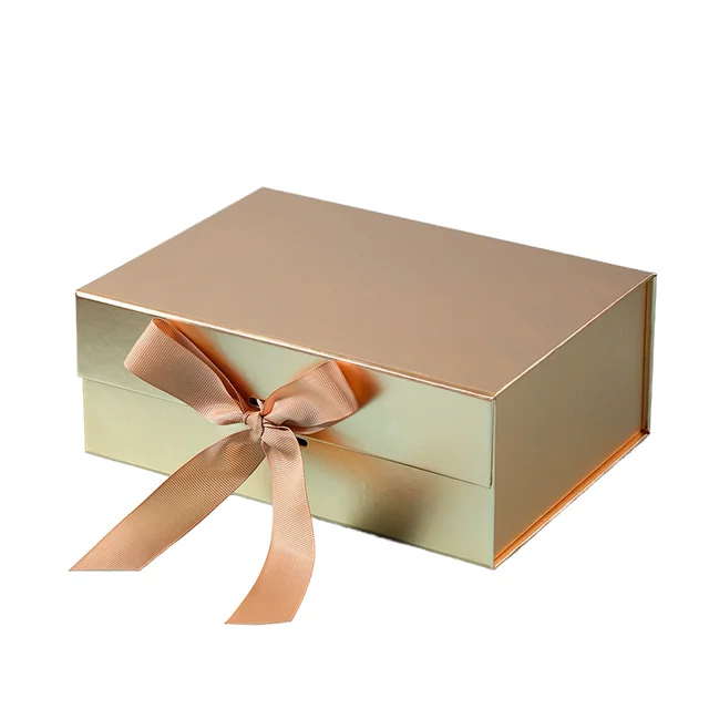 Hot Sale Rose Gold Folding Gift Box  Perfume Candle Gift Packaging Festive Party Flip