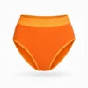 Braguita de bikini de talle alto con cobertura total naranja