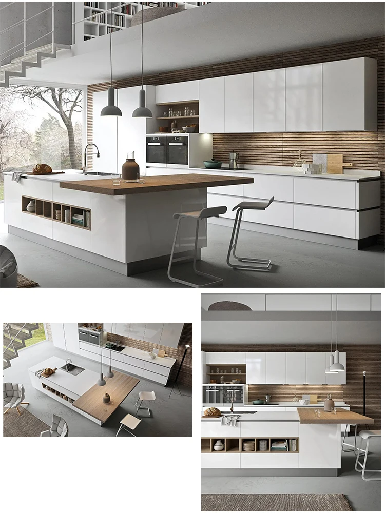 China Smart Kitchen Unit Solid Wood White Lacquer Melamine Built In
