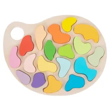 Wholesale Wooden Children Role Toy Kids Color Cognitive Palette Color Matching Wooden Puzzle Board Baby Educational Toy