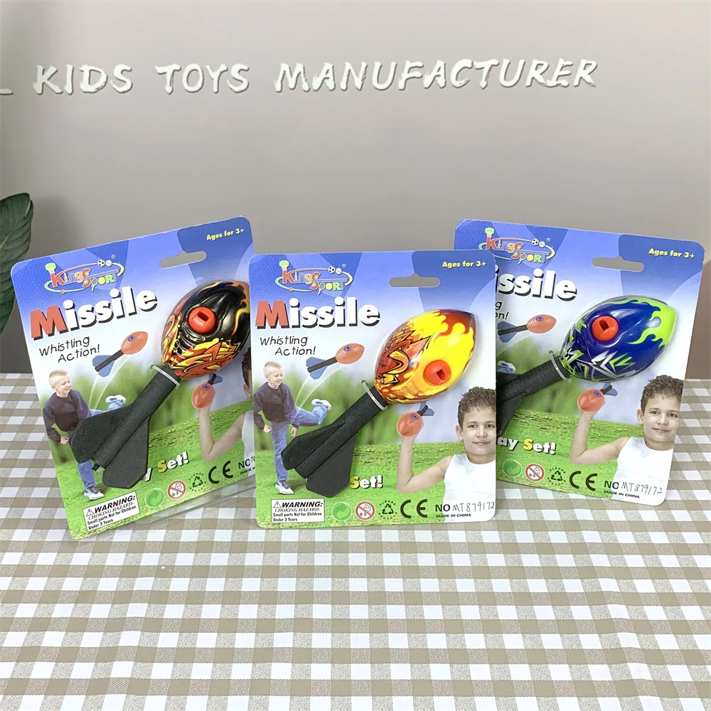 Factory Outdoor Activity Plastic Mini Launcher Sports Game Model Ball Kit Air PU Foam Sponge Whistling Rocket Toys for Kids