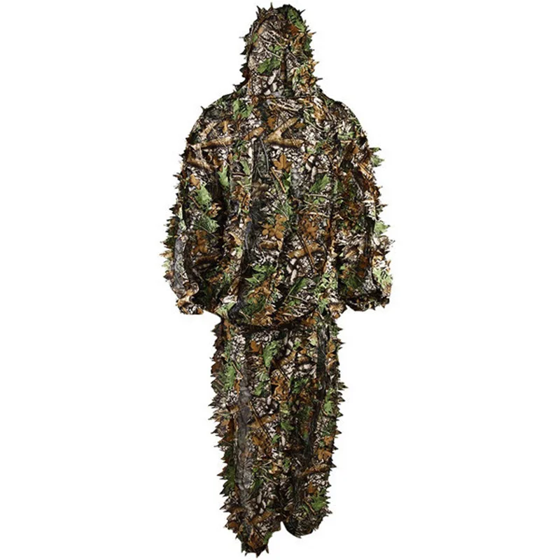 B TOOGOO Fiore Appiccicoso Foglie Bioniche Tuta Mimetica Caccia Ghillie Suit Woodland Camouflage Universal Camo Set 