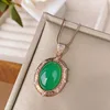 Green chalcedony pendant with chain