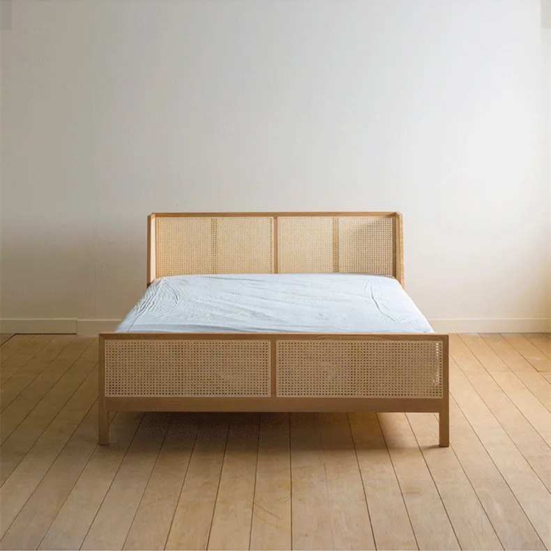 Dreamhause Rattan Bed Japanese Solid Wood Bed B&B Ash Wood Master ...