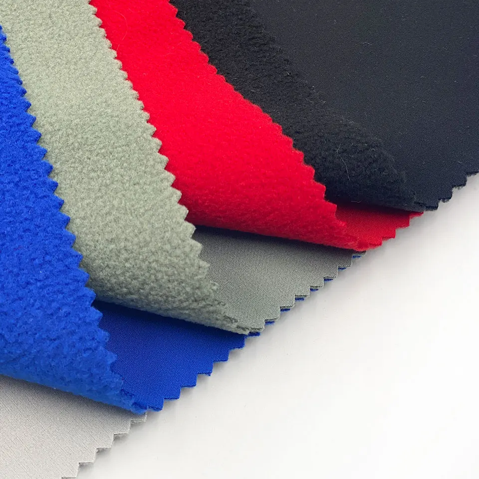 Winter Mountaineering 2 Layer Softshell 4 Four Way Stretch Bonding Fleece 100% Polyester Soft Shell Fabric for Outdoor Jacket