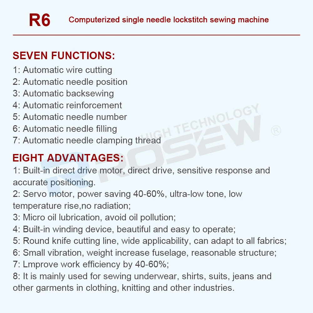 R6 Black Button Screen AutoTrimmer Single Needle Industrial Lockstitch Apparel Machinery  Machine Sewing