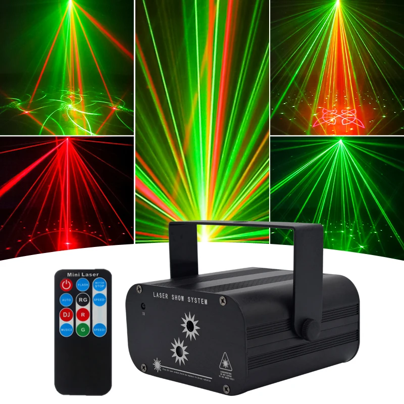 YSH Mini 2-Eyes Disco Beam Projector 48 Patterns Warm White/White Laser Stage Light Spotlights for Iron KTV Night Club DJ Sound