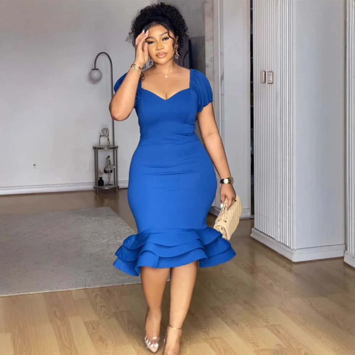 short fall color dress Elodie Midi Dress Navy/Rose / M main image 1