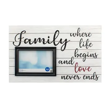 Family Beautifully retro-designed worn white wooden photo frame