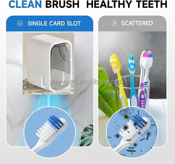 Toothbrush Holders for Bathrooms Wall Mounted with Cover Moisture-Proof and Dust-Proof Toothbrush Storage Organizer
