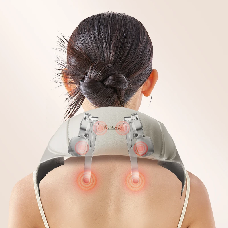 Techlove 6d Kneading Neck Massager Powerful Wireless Mini Neck Shoulder Back Massager N5 Trapezius Massager With Graphene Heat