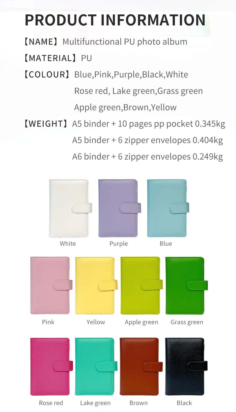 A5 6 Metal Leather Notebooks Ring Six Holes Pu A6 Leather Ring Binder