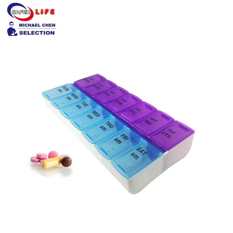 Hot sale plastic weekly pill box 7 days for medicine organizer wholesale