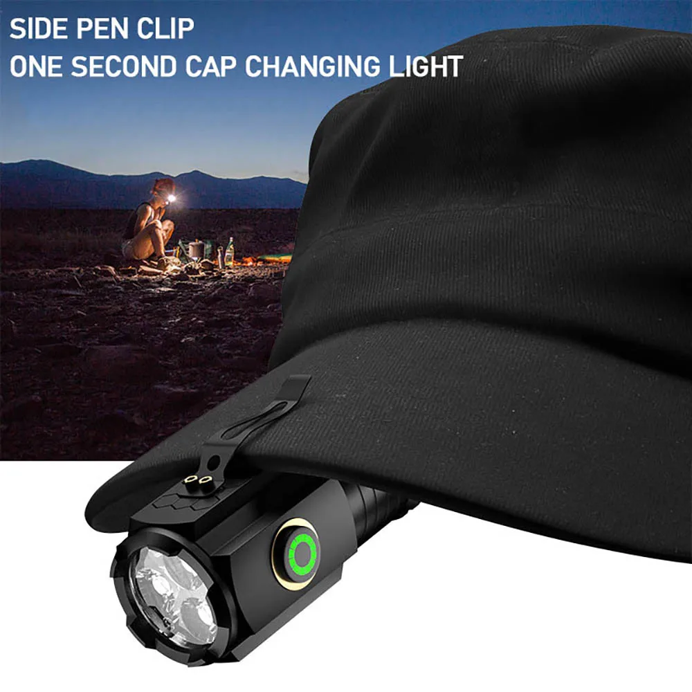 1800mm ATR  SST20 Mini 3LED  Rechargeable Waterproof With Magnet Hiking Camping 18350 Battery Led Torch Light Flashlights