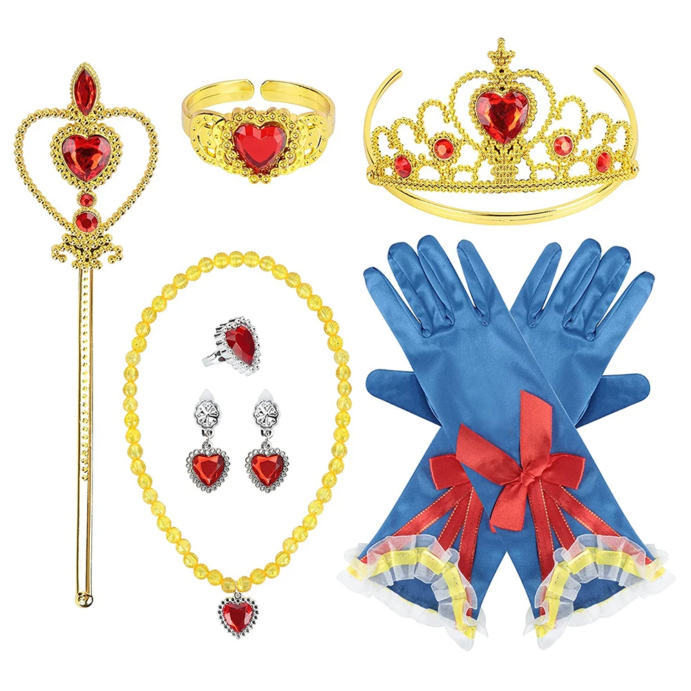FZ004 Princess Belle Dress up Accessories Snow White Party Favors Gifts Girl Crown Scepter Wand Necklace Gloves with Red Bow FZ004 Princess Belle Dress up Accessories Snow White Party Favors Gifts Girl Crown Scepter Wand Necklace Gloves with Red Bow