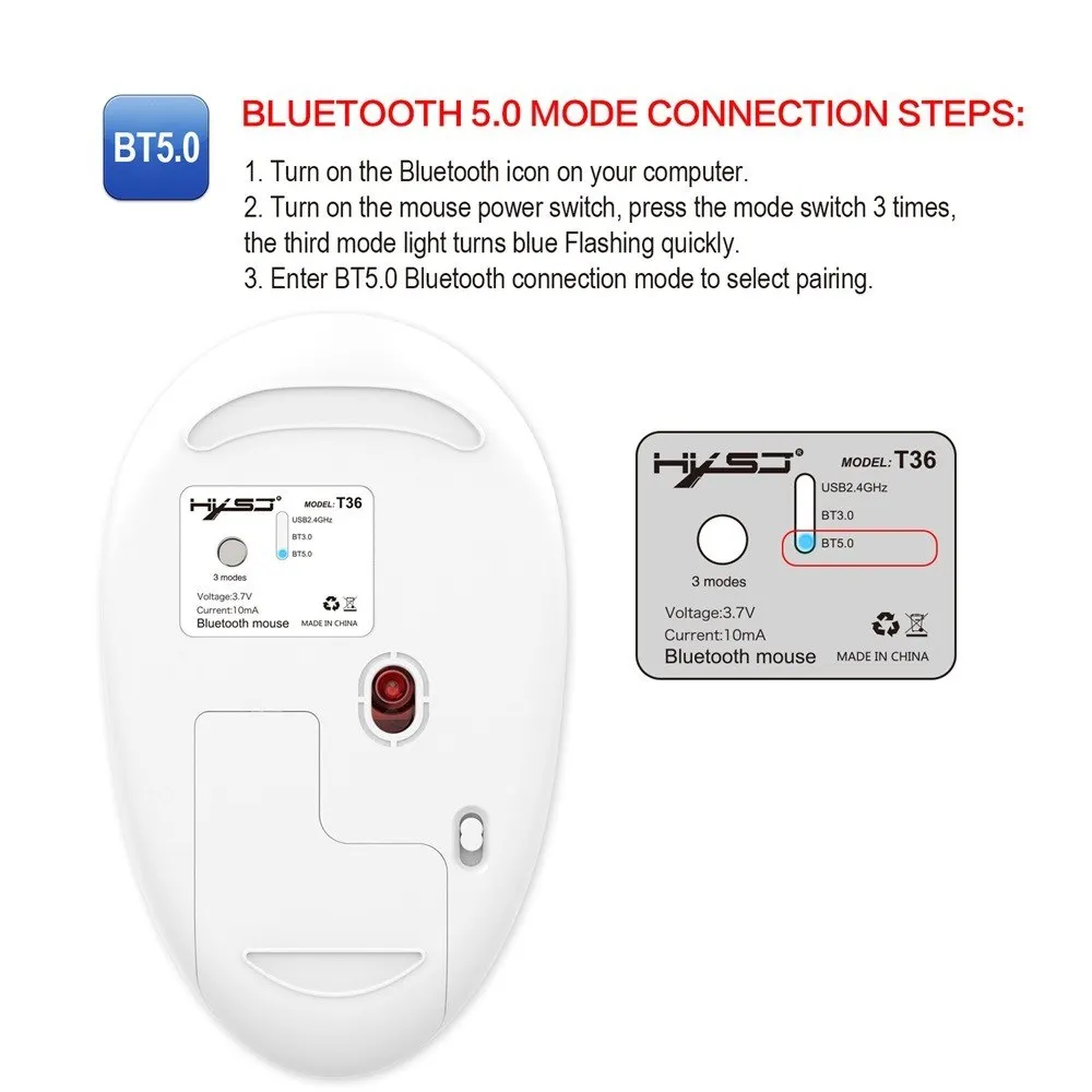 Delux — souris optique Rechargeable T36 bluetooth 3.0 + 5.0 + 2.4 ghz, trois modes, Design fin et silencieux, pour iPad, PC, ordinateur portable