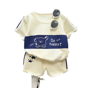 Baby boys and girls clothing sets summer baby clothes short-sleeved suit striped  infant clothes  baby onesies unisex cotton