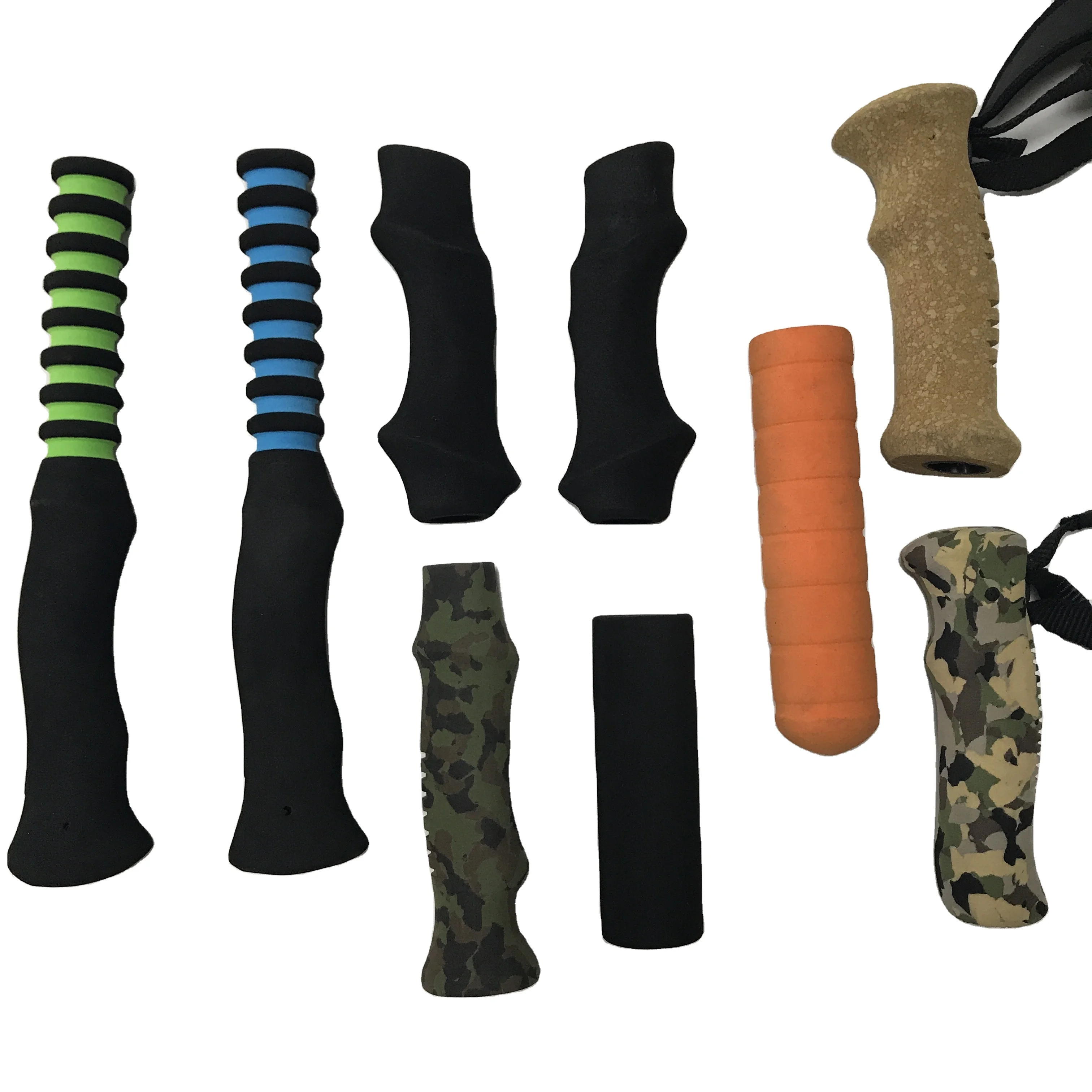 Custom Design Color Long Straight Eva Foam Handle  NBR Rubber Fishing Rod Building Components Camouflage Cork  Eva Foam Grips