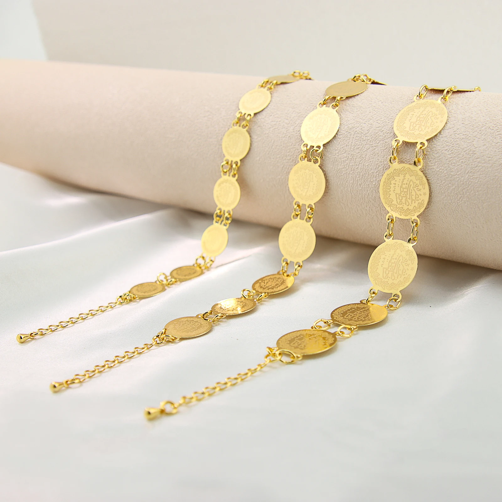 简约型土耳其硬币饰品可调手链黄铜24k金手链女饰品| Alibaba.com