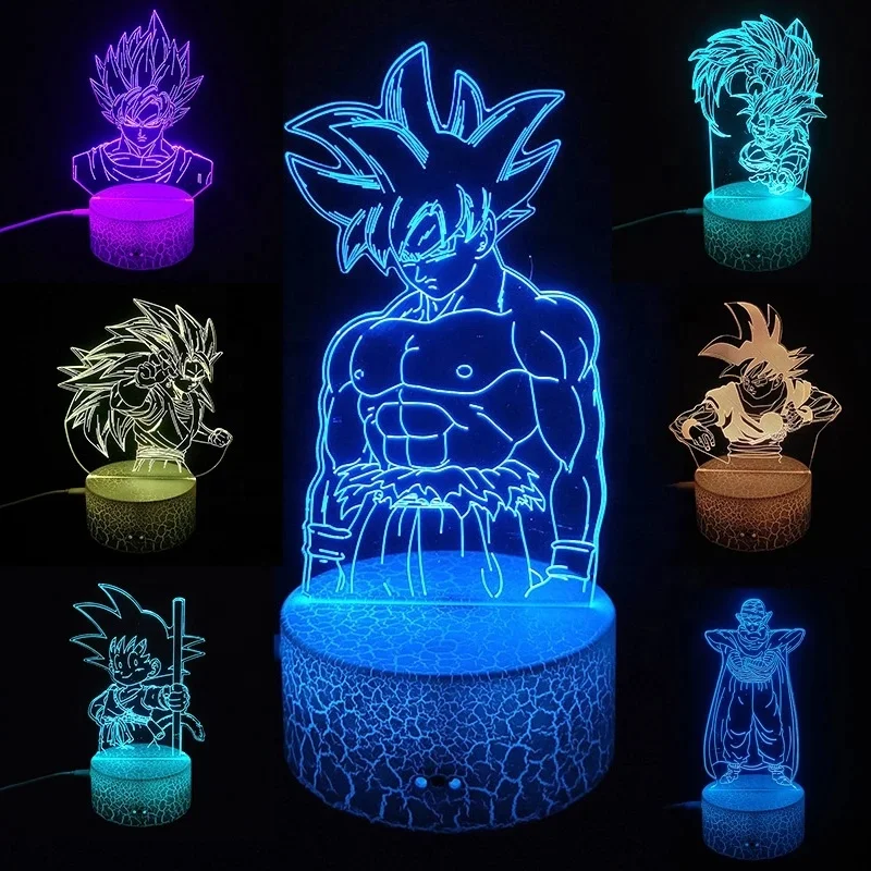 Colorful 3D LED Night Light Goku Kamehameha Lamp - Creative