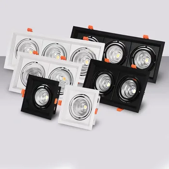 White Recessed Rectangular LED Single Double Triple Heads COB Square Ceiling light Downlight Gimbal Spot Light 110V-220V 5W-75W