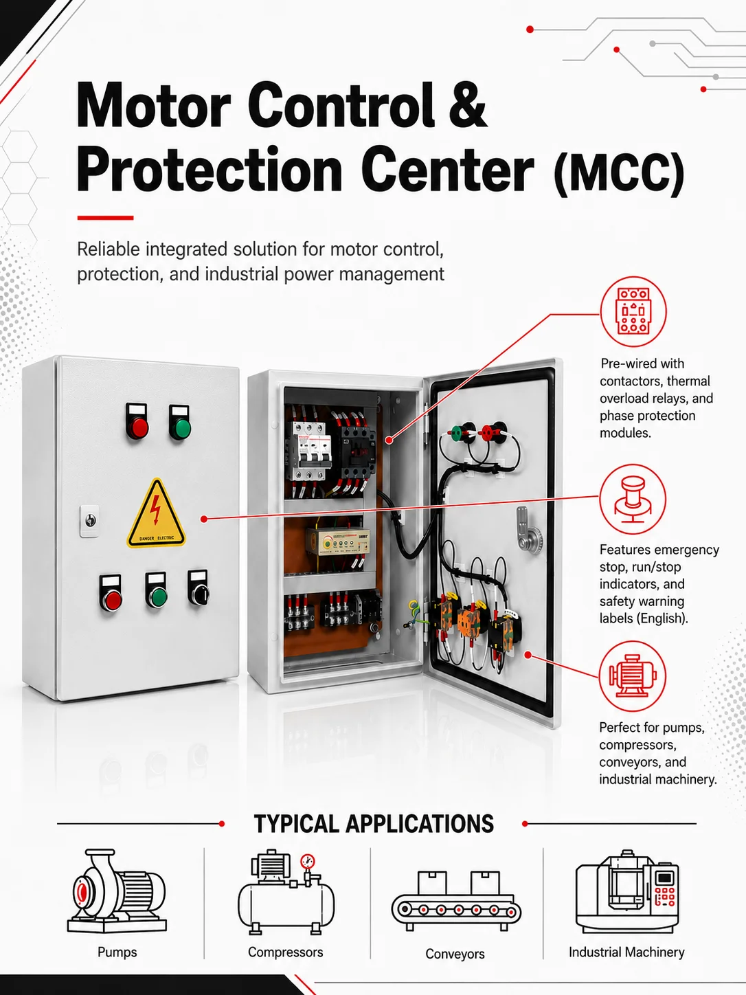 Electrical distribution box IP66 rated enclosure features