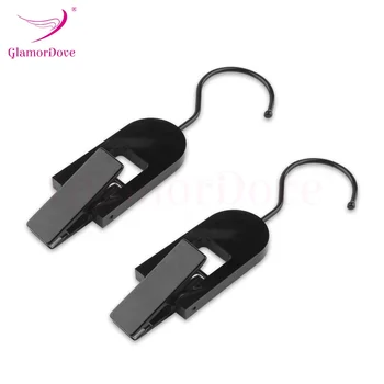 Black Color Acrylic Hair Extension Hanger Holder Single Clip Hanger for Salon Hair Display Wigs Weft Extensions Storage