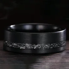 8mm Tungsten Carbide Ring Meteorite Black Wedding Band Ring Comfort Fit  Dark Brushed for Fashion Jewelry Trendy Engagement