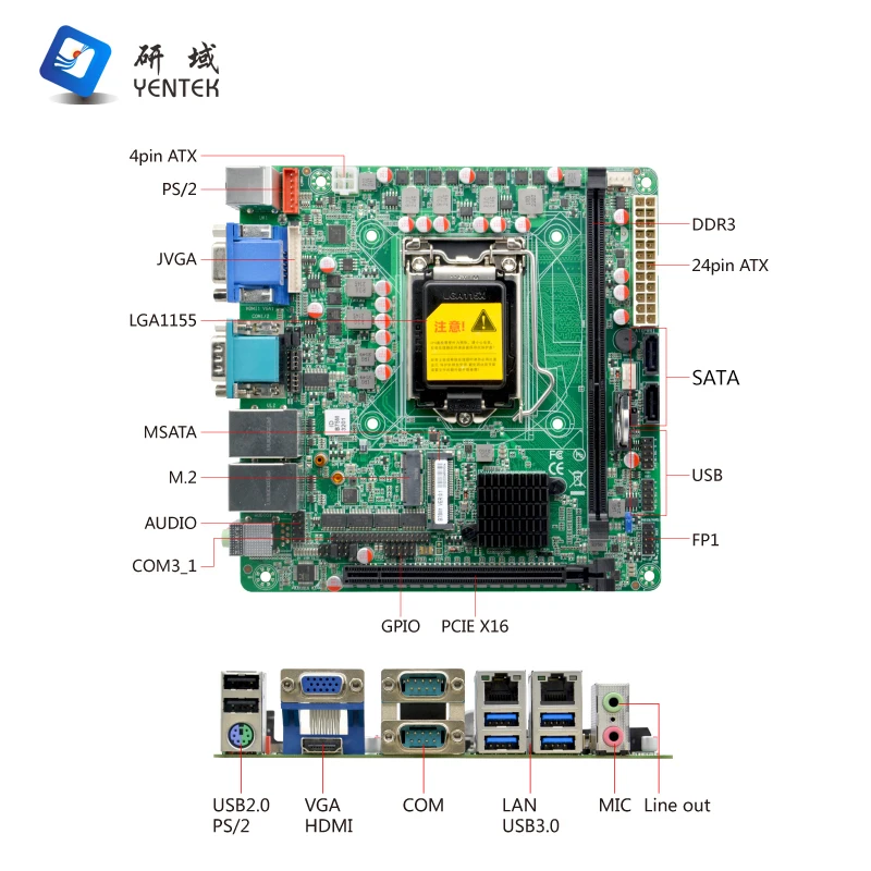X86 Motherboards Intel I3 I5 I7 LGA1155 Z77 2 DDR3 VGA HD PCIE X16 6 RS232 COM Industrial Mini Itx Motherboard
