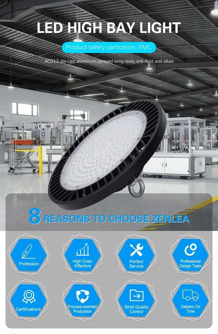 High Quality Aluminum Storehouse AC IP65 Waterproof 100w 150w 200w 240w 300w 3030 Smd Led Highbay Light