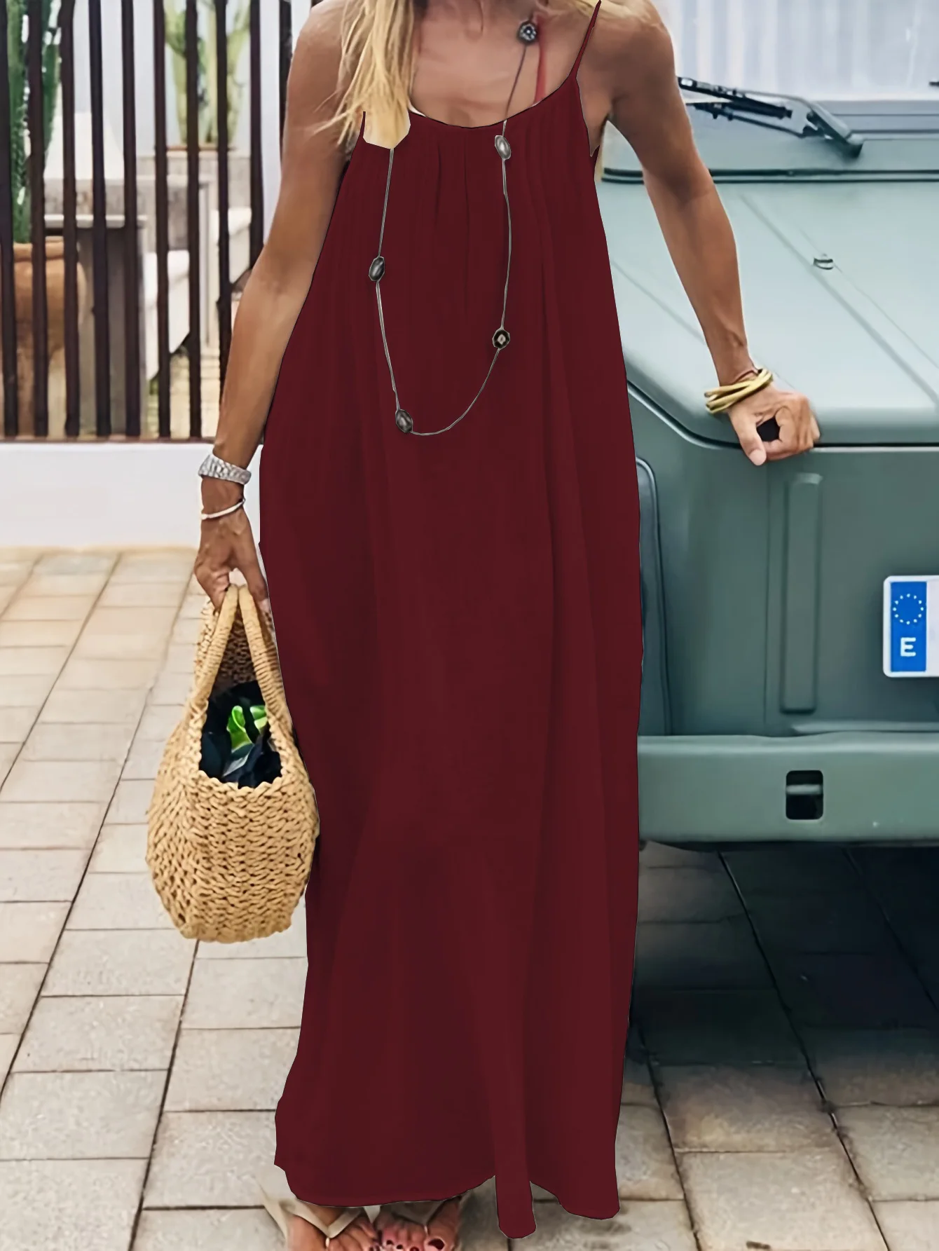 long dress for women red Red Long Sleeve Lace Prom Dress V-Neck With Slit
