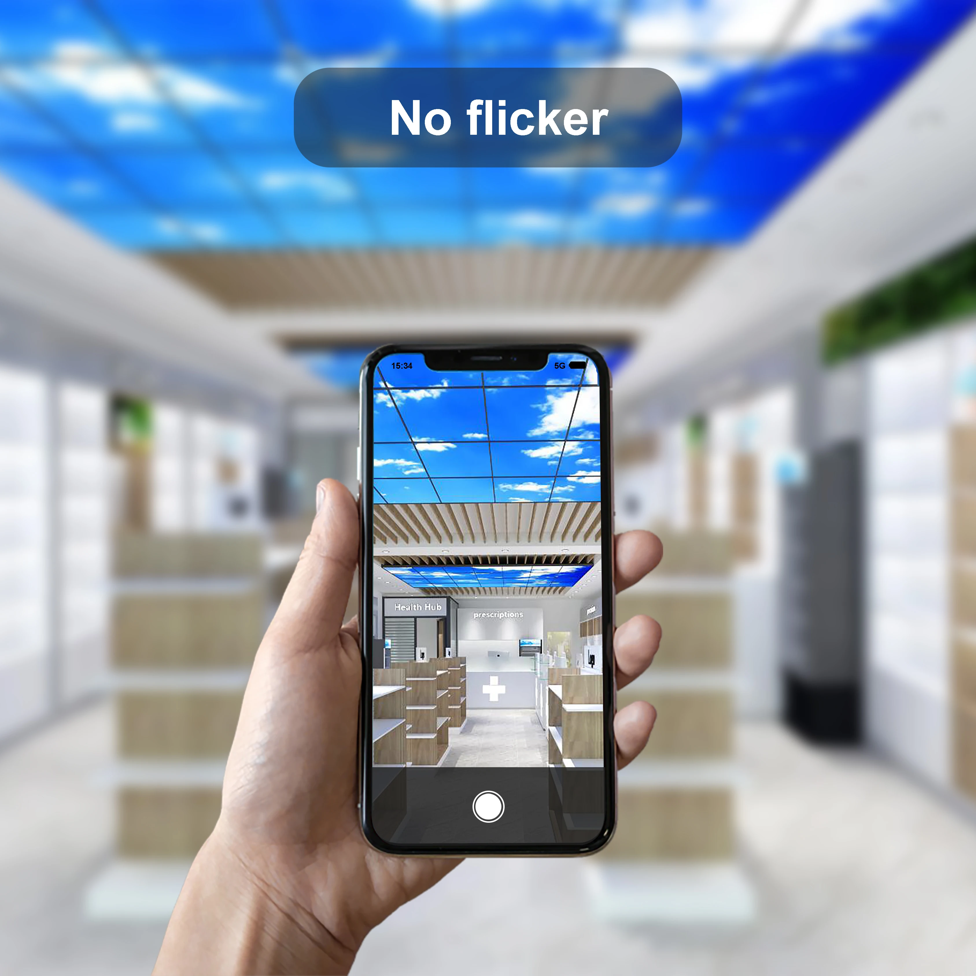 AUXOSKY Clear Warehouse Industri Skylight Diffuser 3D Sky Cloud Image Panel Led Virtual Skylight Mood Sky Ceiling TV Panel Light