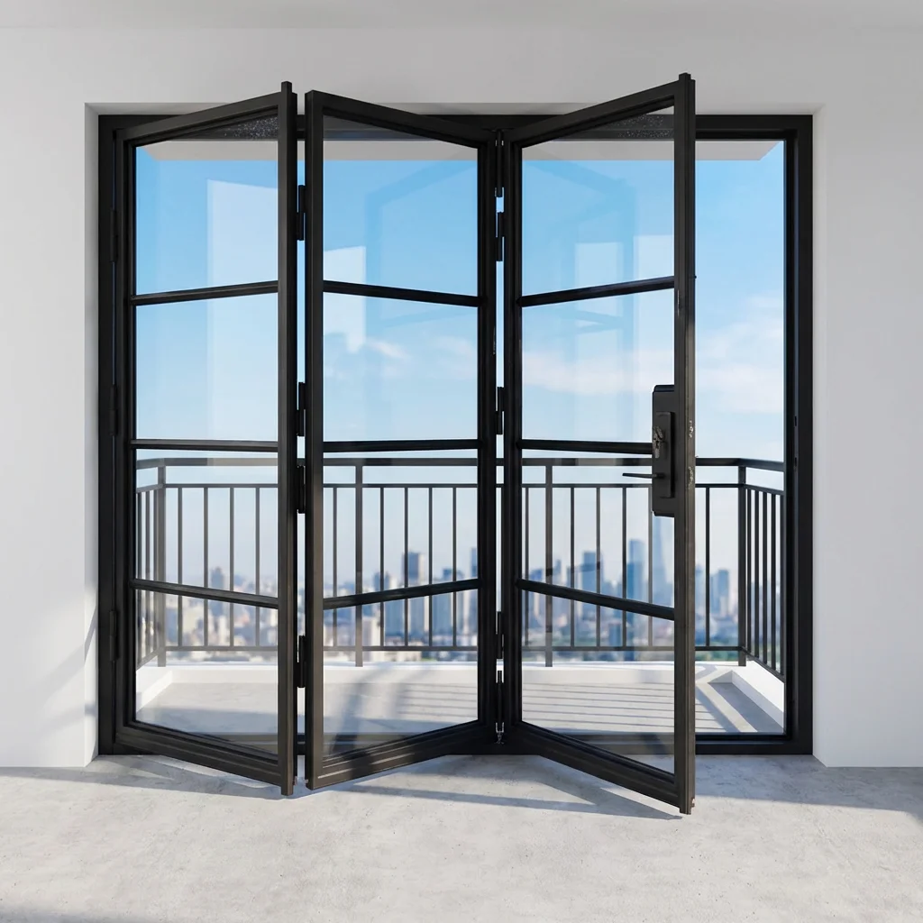 Commercial Grade Swing Steel Entry System with Low-Profile Floor Roller & Thermal Break Craftsman Design for Villa