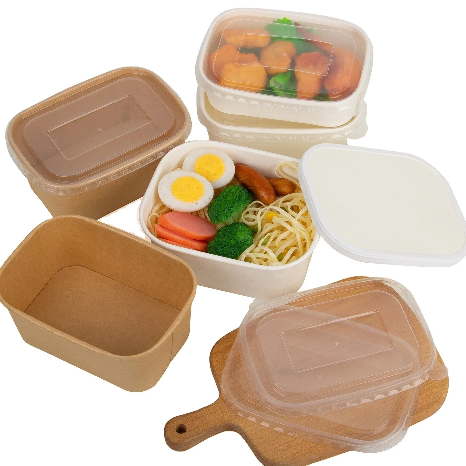 Disposable Biodegradable Rectangle Takeaway Salad Bowl Food Kraft Paper  Lunch Boxes with Lid - China Square Rectangular Salad Bowls and Food  Rectangle Bowl price