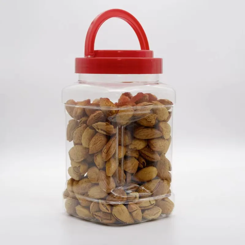 Empty Square Plastic Grip Handle Jars Food Grade Big Plastic Container for Storage Plastic Jar for Whole Grains  Popcorn