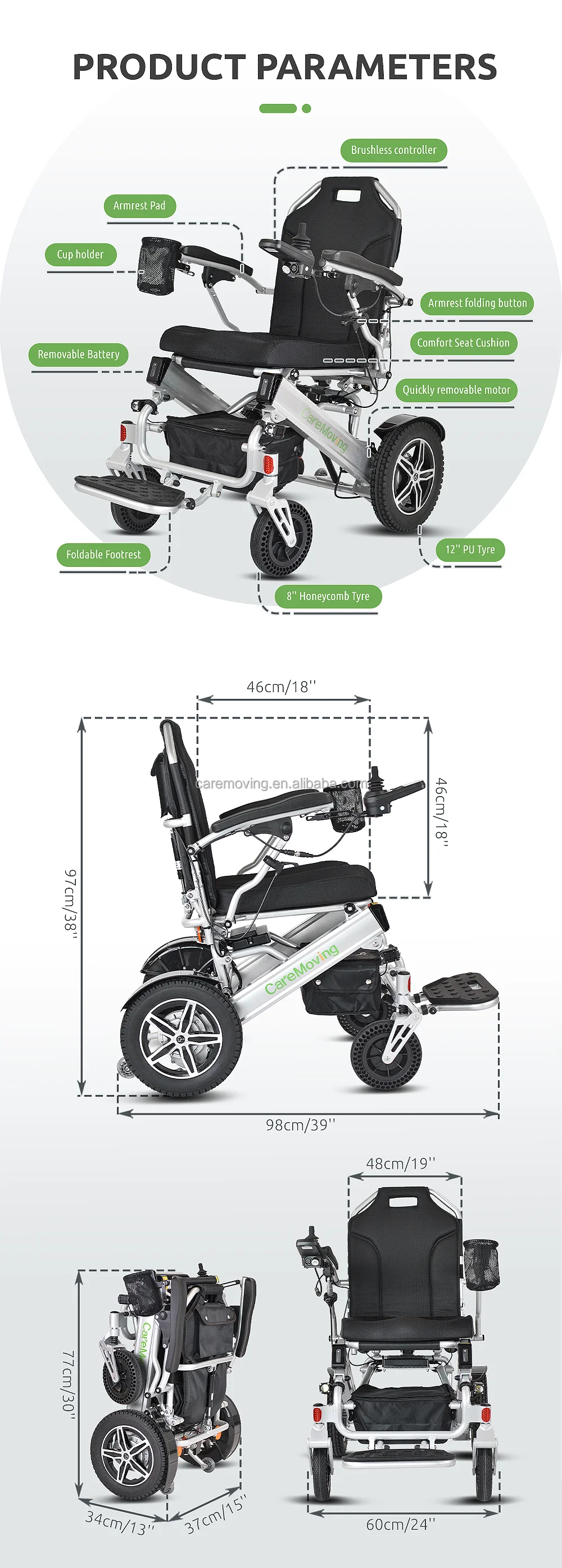 Mobility 2024 household medical devices power wheelchair for disabled All Terrain high end luxury wheelchairs details