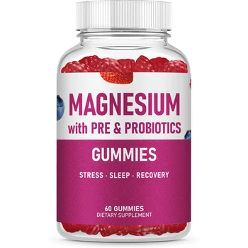 Stress Relief Calming Mood Sleep Well Relax Promotes Healthy Relaxation Glycinate Magnesium Gummies with PRE-PROBIOTICS