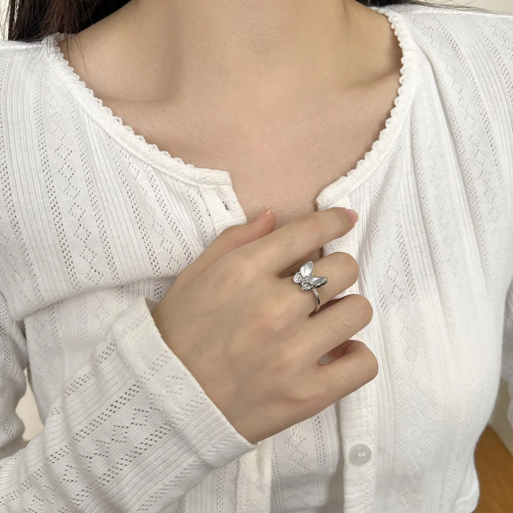 KAKODIY New Fashion Design Jewelry 925 Sterling Silver Shell 5A Zirconia Fine Jewelry for Women Daily Wear Ring detail 3