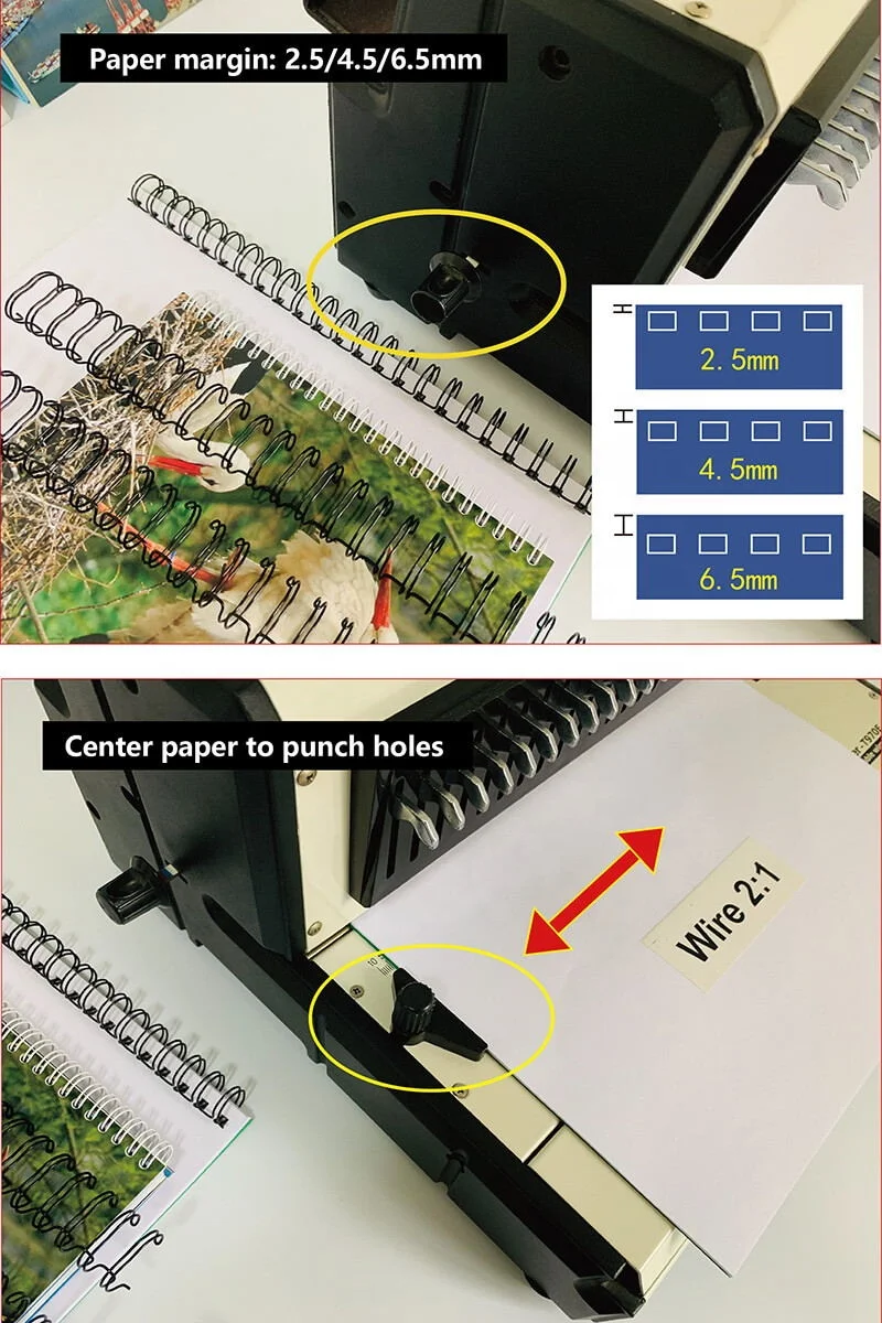 T970E Perfect Double Loop Wire Calendar Wire Spiral Book Binding Machine With Pin Binding Machine