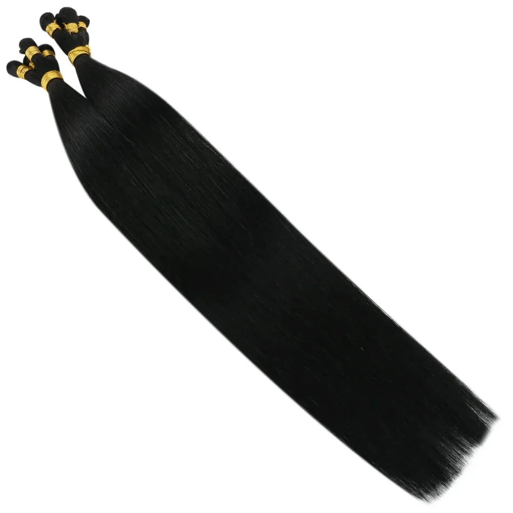 LaaVoo Hand Tied Weft Virgin Hair Extensions Brazilian Natural Straight Human Hair 14-24inch_voghion.com