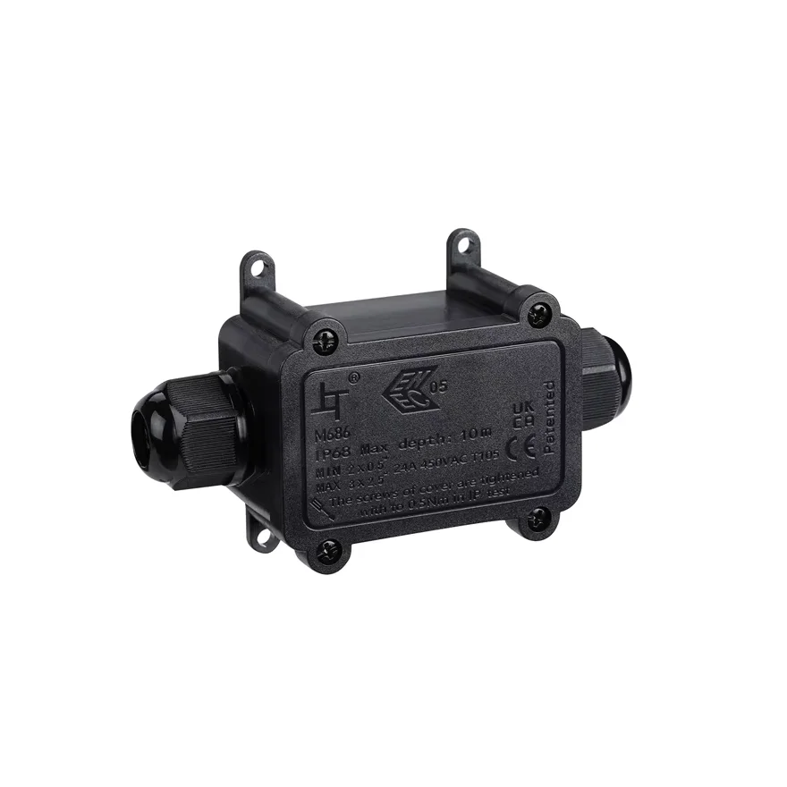 High Quality 1 in 1 Out 2 Way Junction Boxes Product IP67 Waterproof Plastic Electric Junction Box Cable Connector Box