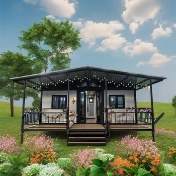 30FT Modern Steel Structure Container House Prefabricated Expandable Beautiful Apartment with Gazebo Sloped Roof