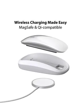 Base Di Ricarica Wireless Per Magic Mouse 2 – Impugnatura Ergonomica Con USB-C, Protezioni Smart, Bianca