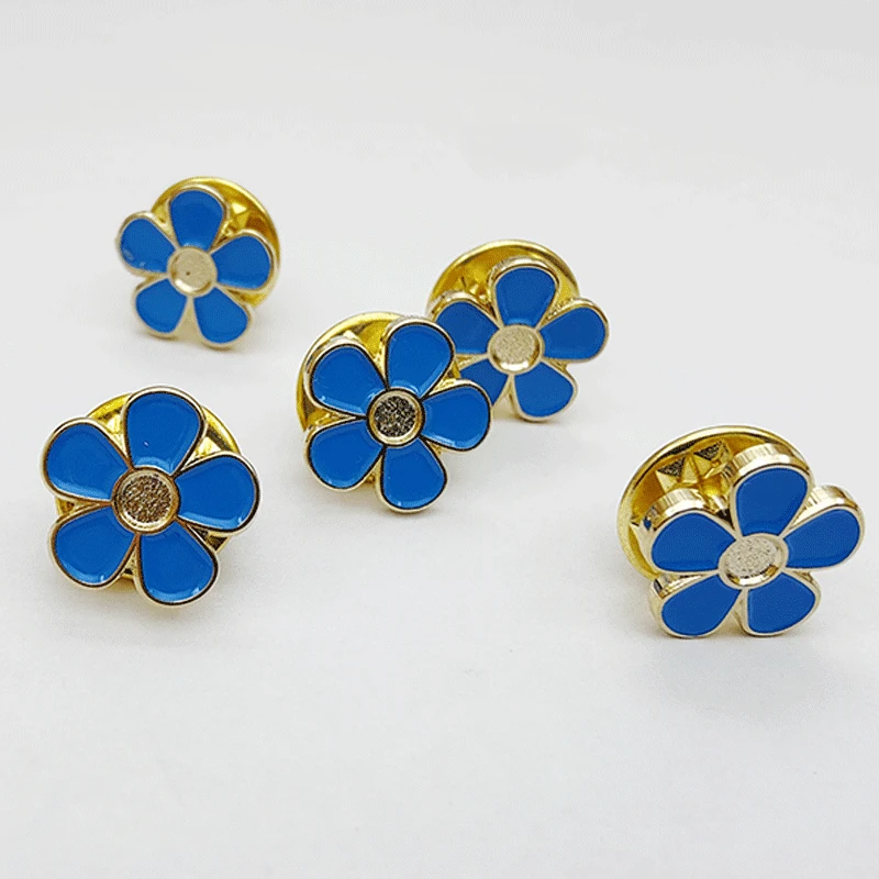 Masonic Forget Me Not Flowers Blue Soft Enamel Lapel Pin Badges Wholesale